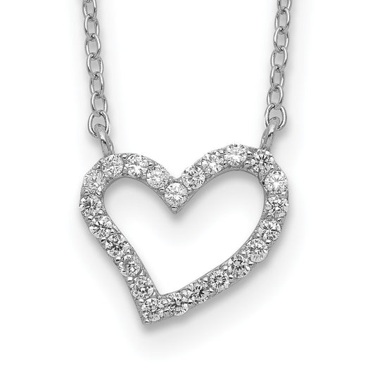 Sterling Silver Rhodium-plated CZ Open Heart 18 inch Necklace 18 Inches