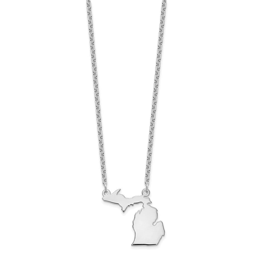 Sterling Silver/Rhodium-plated Michigan State Necklace