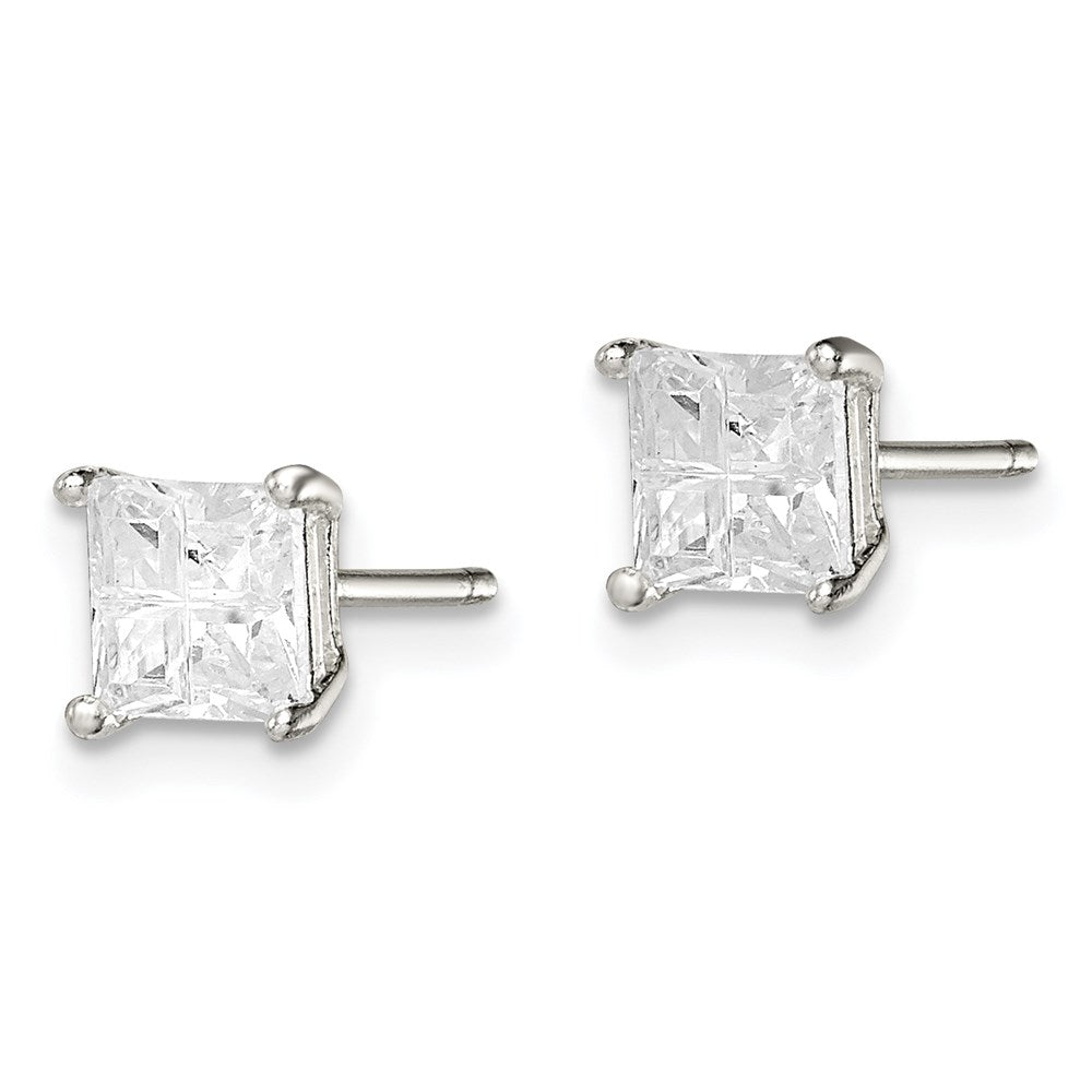 Sterling Shimmer Sterling Silver Rose-tone Rose Gold-plated 32 Stone 2.0mm CZ In and Out Round Hinged Hoop Earrings