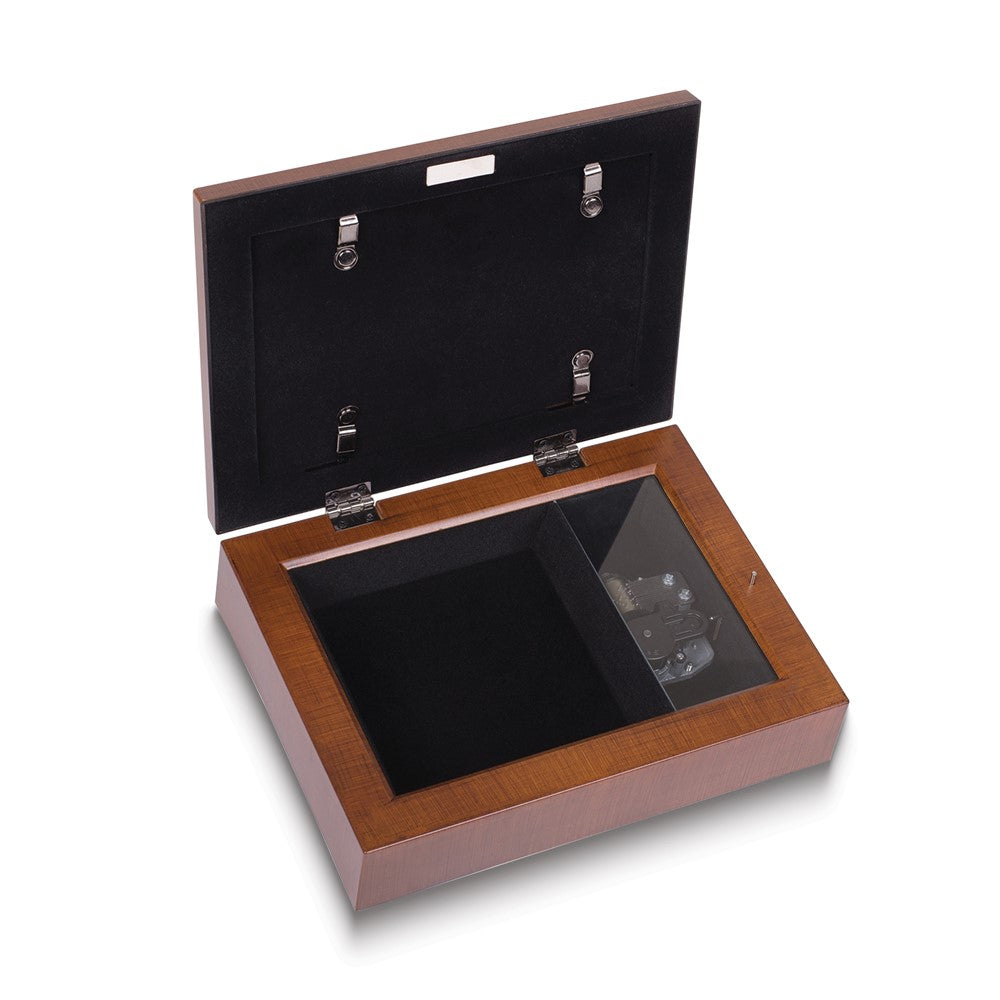 Woodgrain Polymer Mom Musical (Plays Wind Beneath My Wings) Jewelry Box with Black Velvet Lining