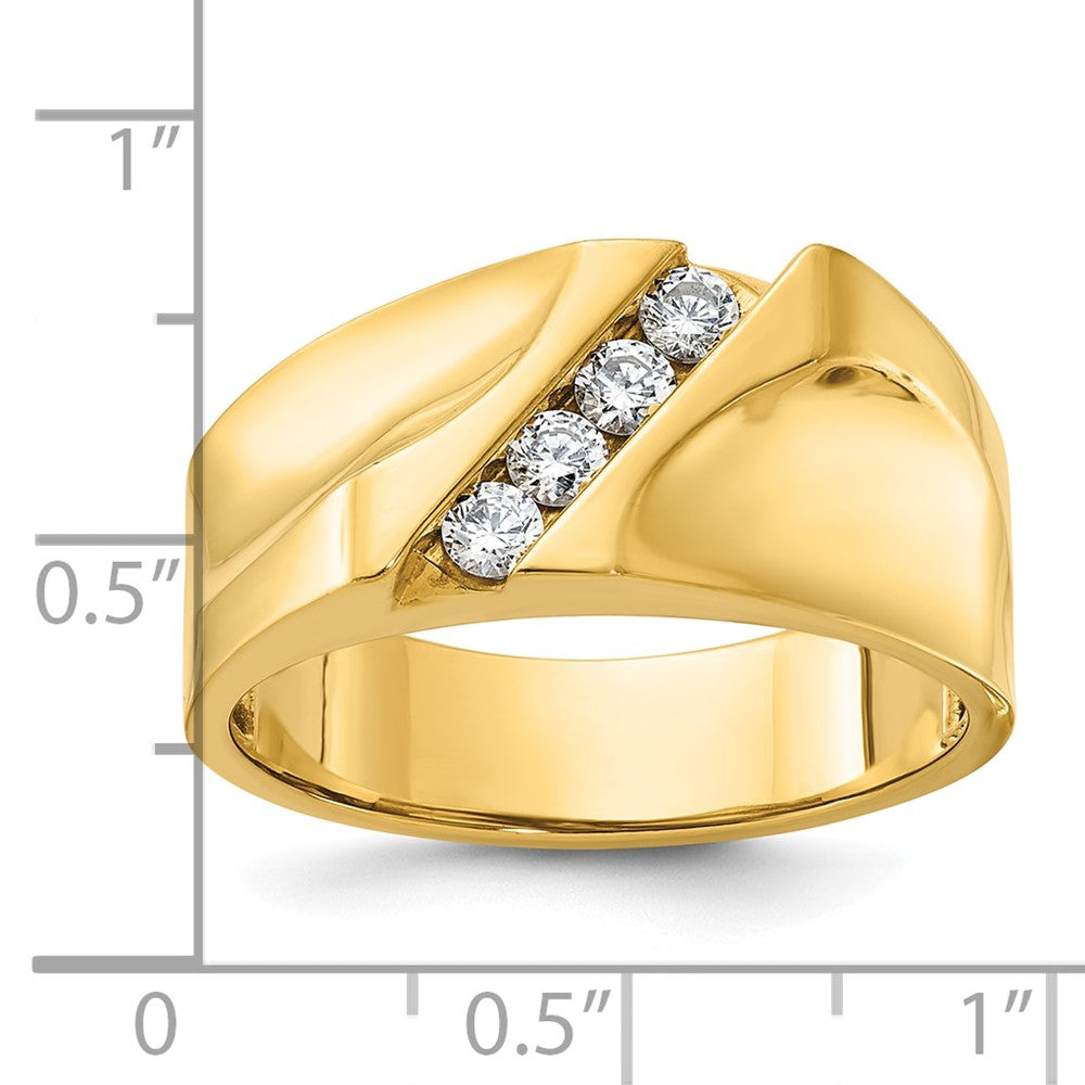 IBGoodman 14k Men's Polished 4-Stone 1/3 Carat AA Quality Diamond Ring