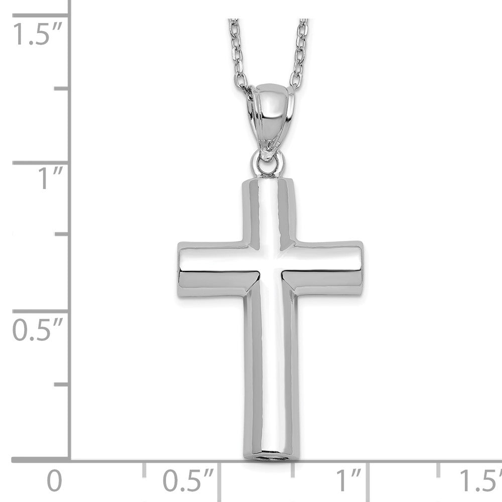 Sterling Silver Rhodium-plated Cross Ash Holder 18in Necklace 18 Inches
