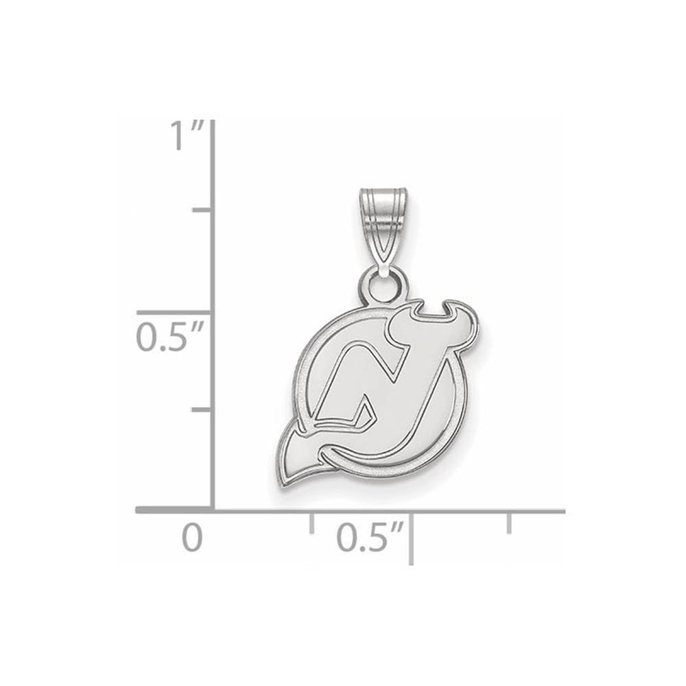 LogoArt Sterling Silver Rhodium-plated NHL New Jersey Devils Small Pendant