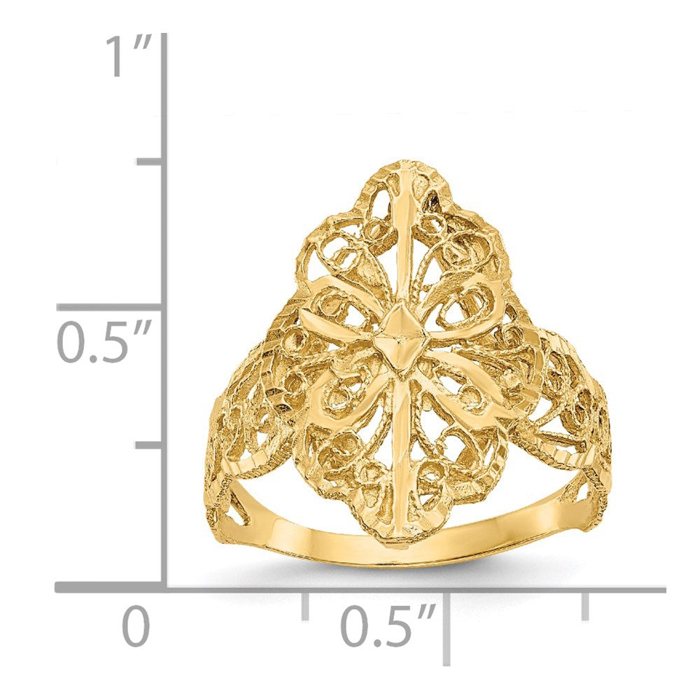 14K Diamond Cut Filigree Ring Size 6