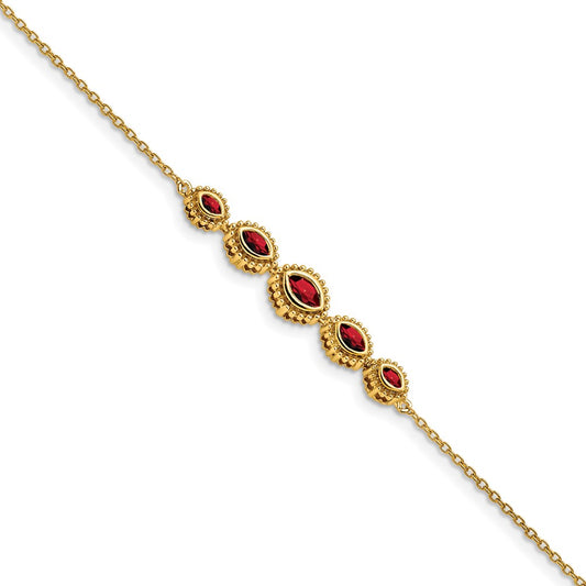 14k Marquise Garnet Bangle 7  inches