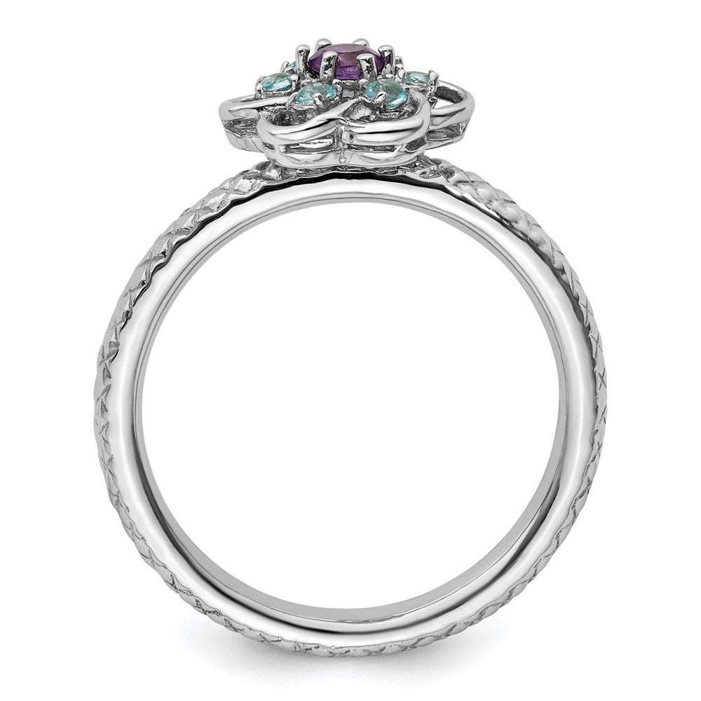 Sterling Silver Stackable Expressions Amethyst & Blue Topaz Stackable Ring Size -9