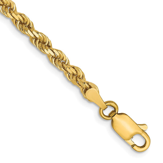 14K 3mm Diamond-Cut Rope Chain 8  inches