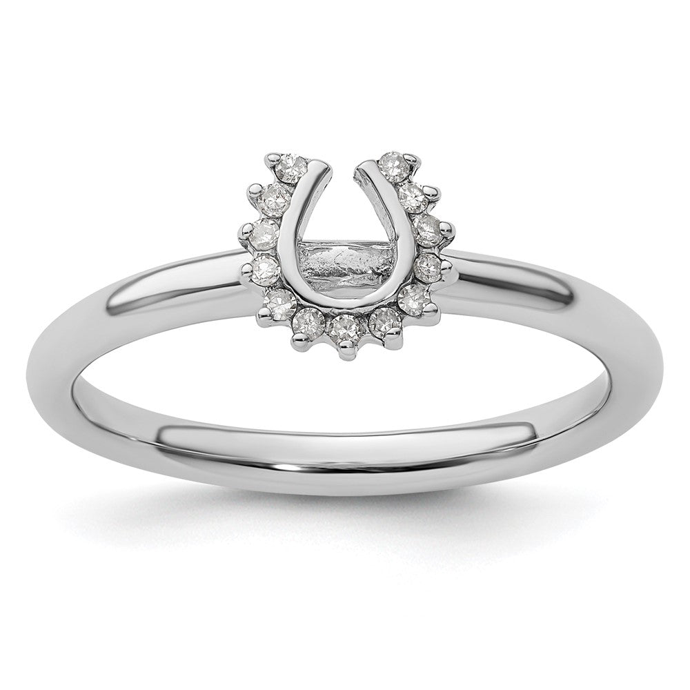 Sterling Silver Stackable Expressions Rhodium Dia. Horseshoe Ring Size -5