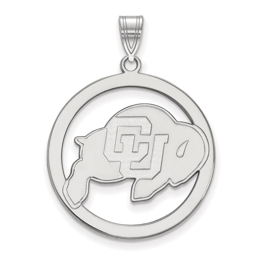 Sterling Silver LogoArt Official Licensed Collegiate University of Colorado (UC) L Pendant in Circle