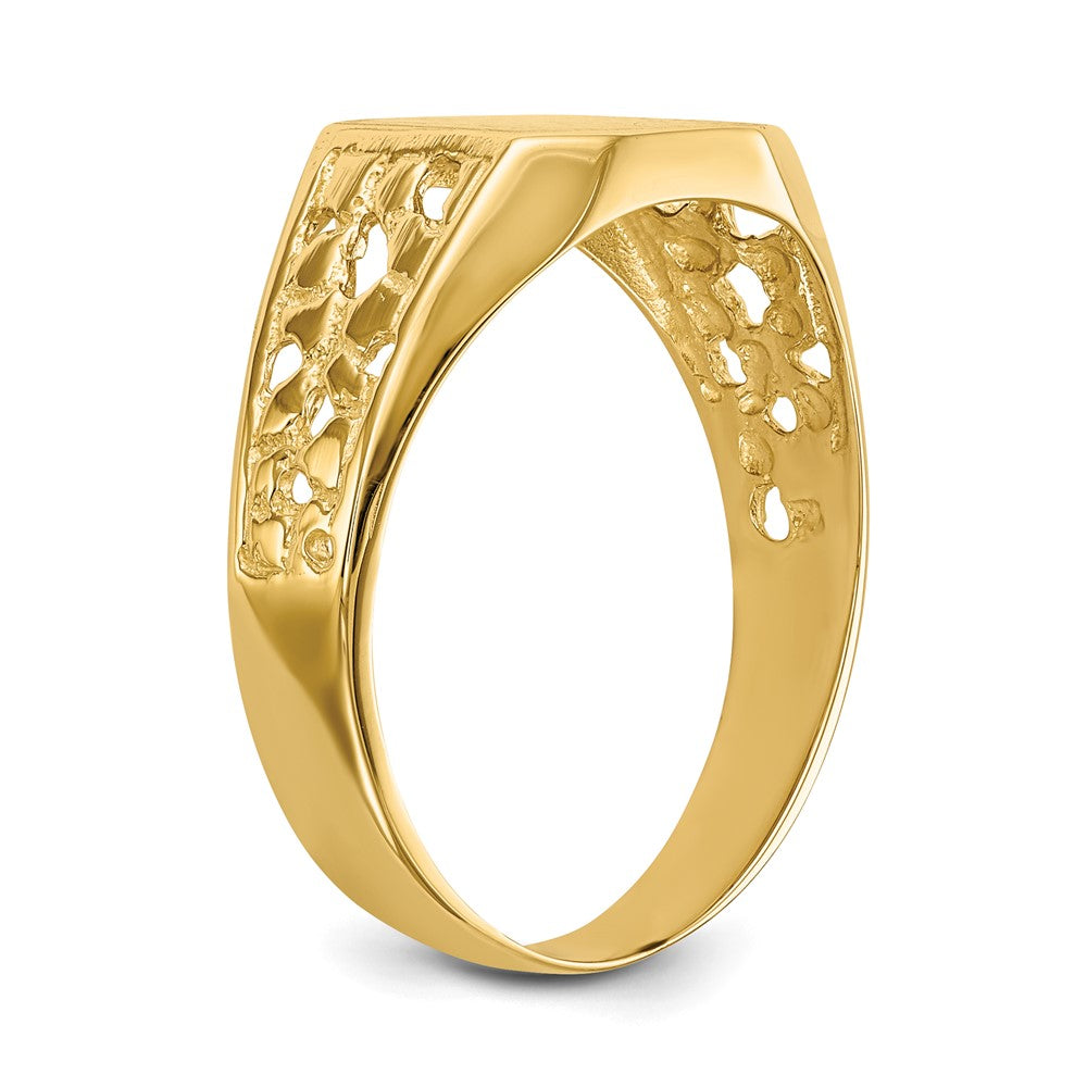 14k 9.0x10.5mm Open Back Men's Signet Ring Size 9
