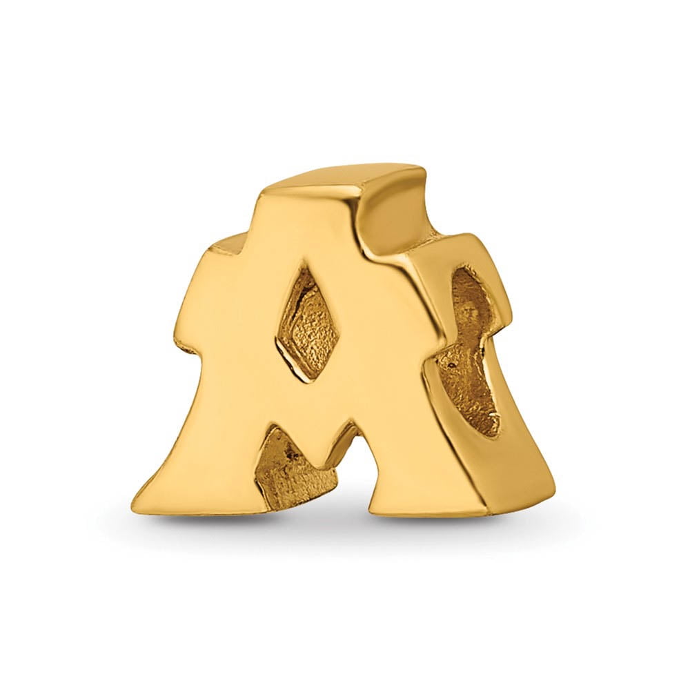 925 Sterling Silver Polished Gold Plated Reflections Letter Name Personalized Monogram Initial a Bead Charm 8.18x9.09mm