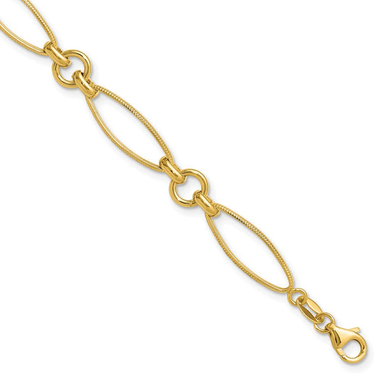 14K Polished and Diamond-cut Fancy Link 8.5in Bracelet
