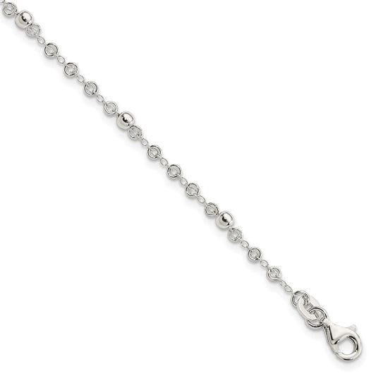 Sterling Silver Polished Fancy Bead Bracelet 7.5 inches