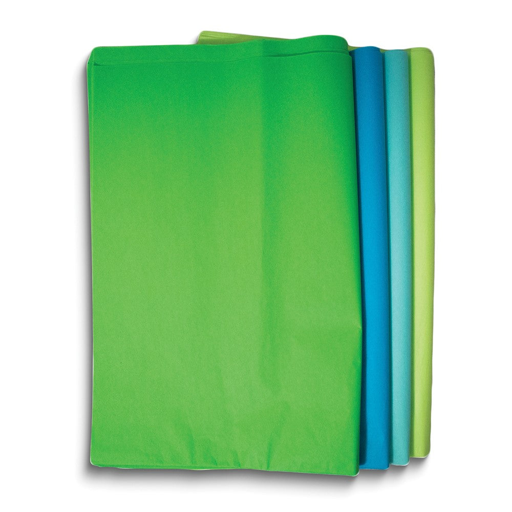 Four Color 48 Sheet Light Green, Dark Green, Light Blue, Dark Blue Mixed Tissue Paper Set - 12 Each Color