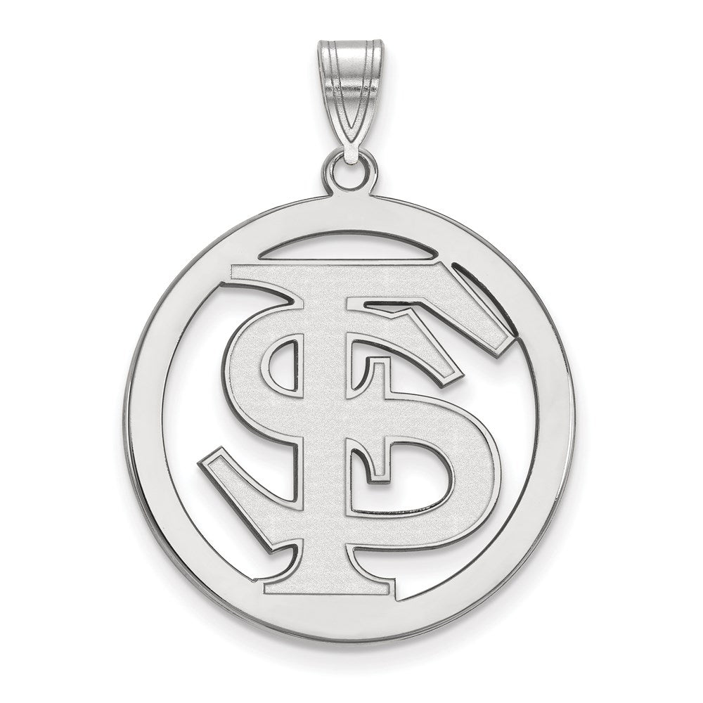 10k White Gold LogoArt Florida State University F-S Extra Large Circle Pendant