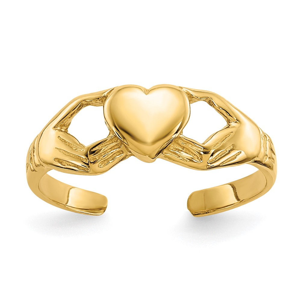 10k Polished Claddagh Toe Ring Size 2