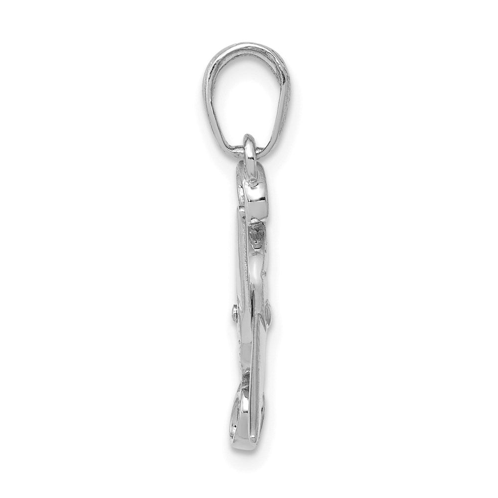 14K White Gold 3-D Moveable Scissors Pendant