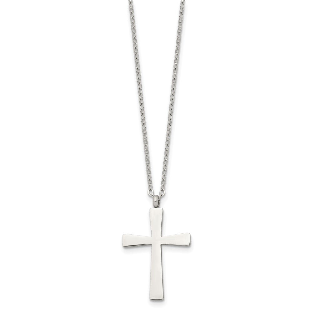 Stainless Steel Polished Cross 18in Necklace