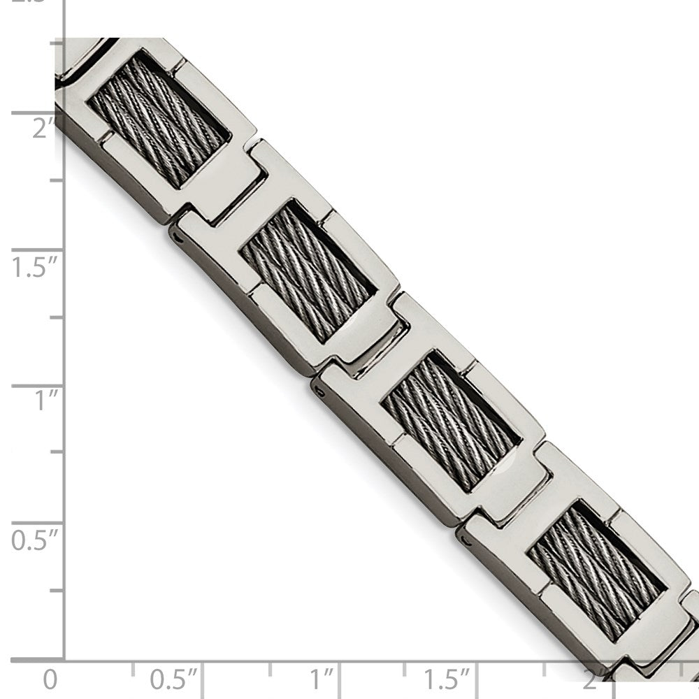 Stainless Steel 8.5in Brushed and Polished Wire Bracelet 8.5 inches