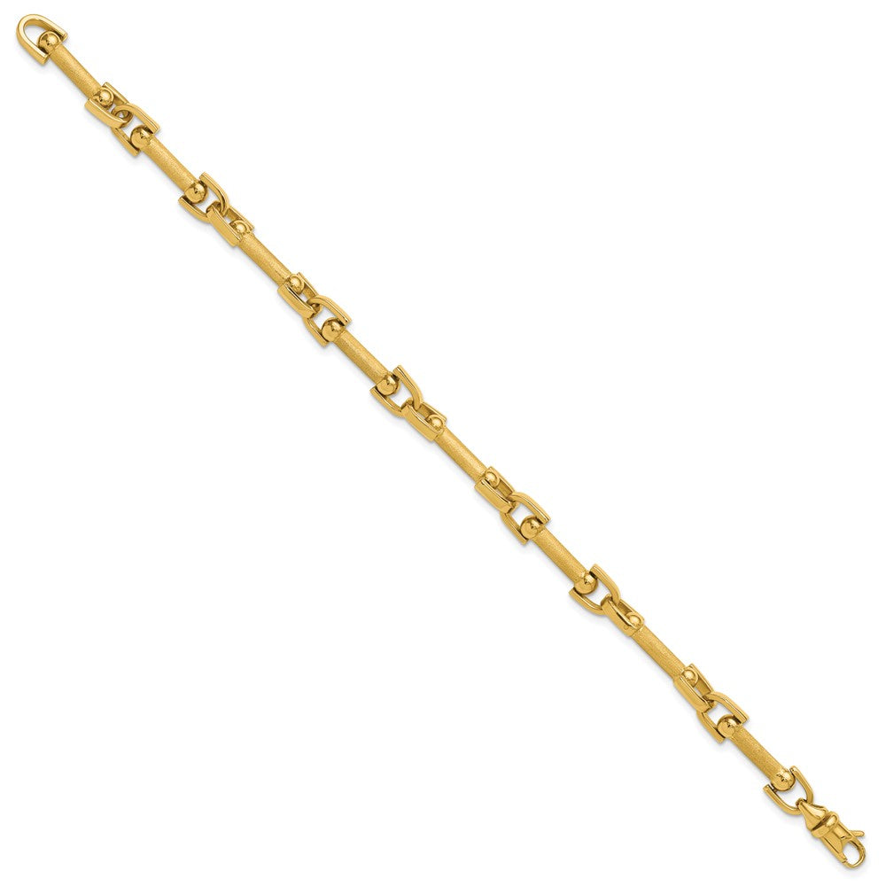 14K Polished and Satin Fancy Link Bracelet 7.75  inches