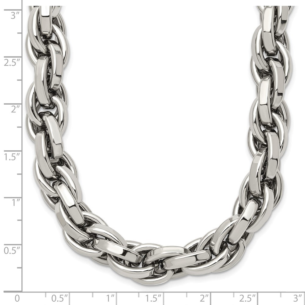 Stainless Steel Polished Oval Link 24in Necklace