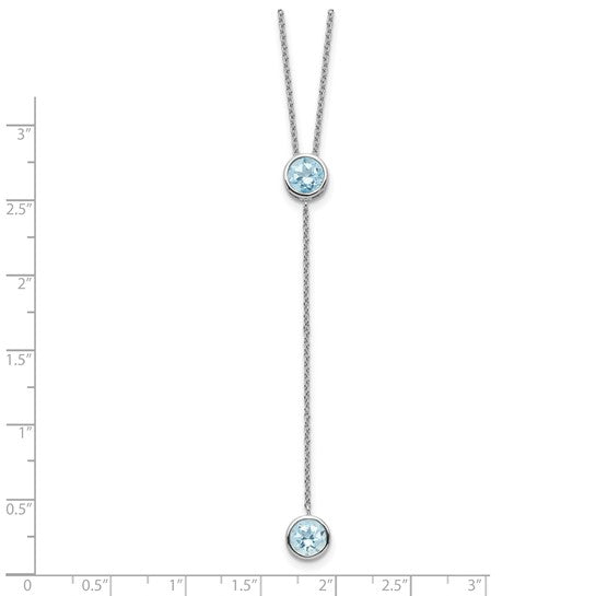 Sterling Silver Rhodium-plated Blue Topaz w/ 2in ext. Y-Necklace 16 Inches