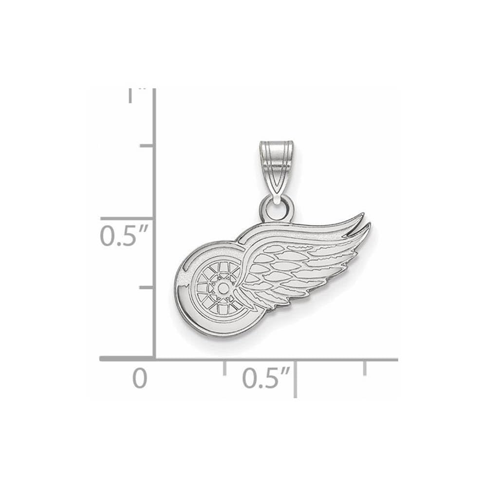 LogoArt Sterling Silver Rhodium-plated NHL Detroit Red Wings Small Pendant