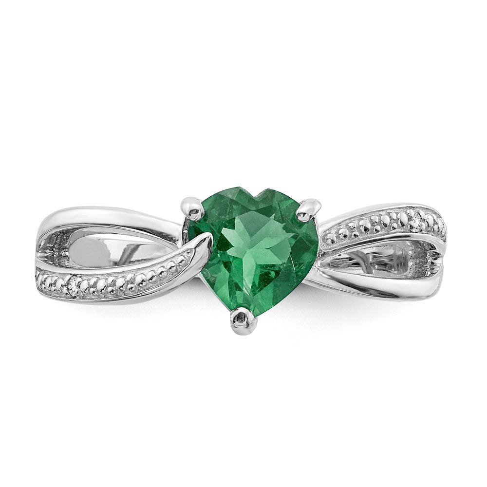 Sterling Silver Heart Shaped Syn May & Diamond Ring