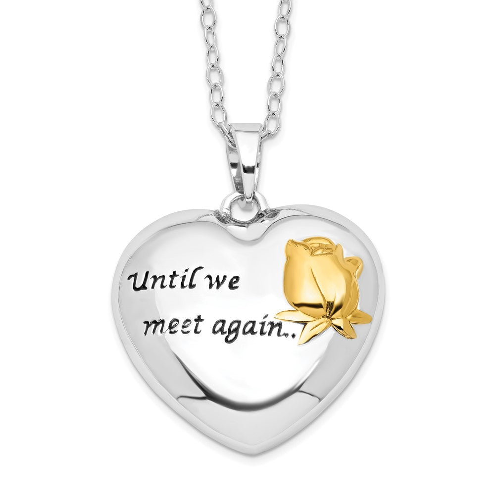 Sentimental Expressions Sterling Silver Rhodium-plated Antiqued Gold-tone Accent Until We Meet Again Heart Ash Holder 18 Inch Necklace 18 Inches