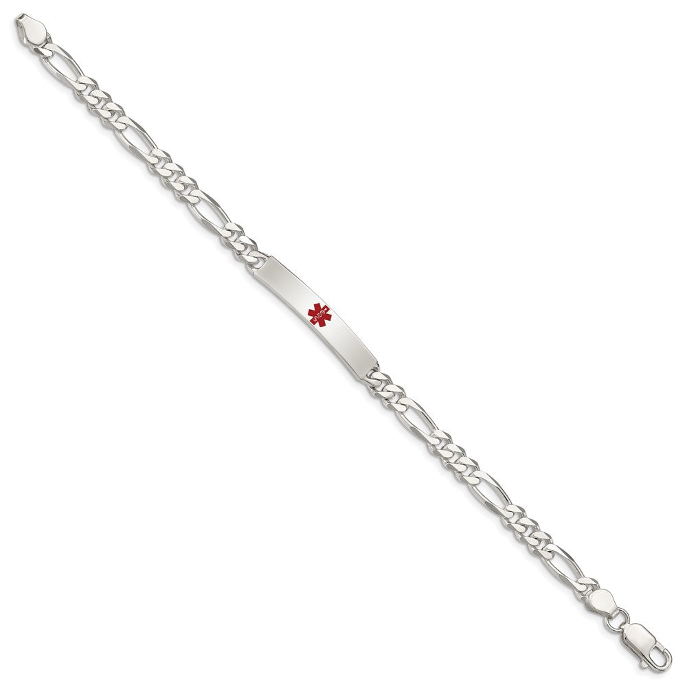 Sterling Silver Polished Medical Figaro Anchor Link ID Bracelet 7.5 inches