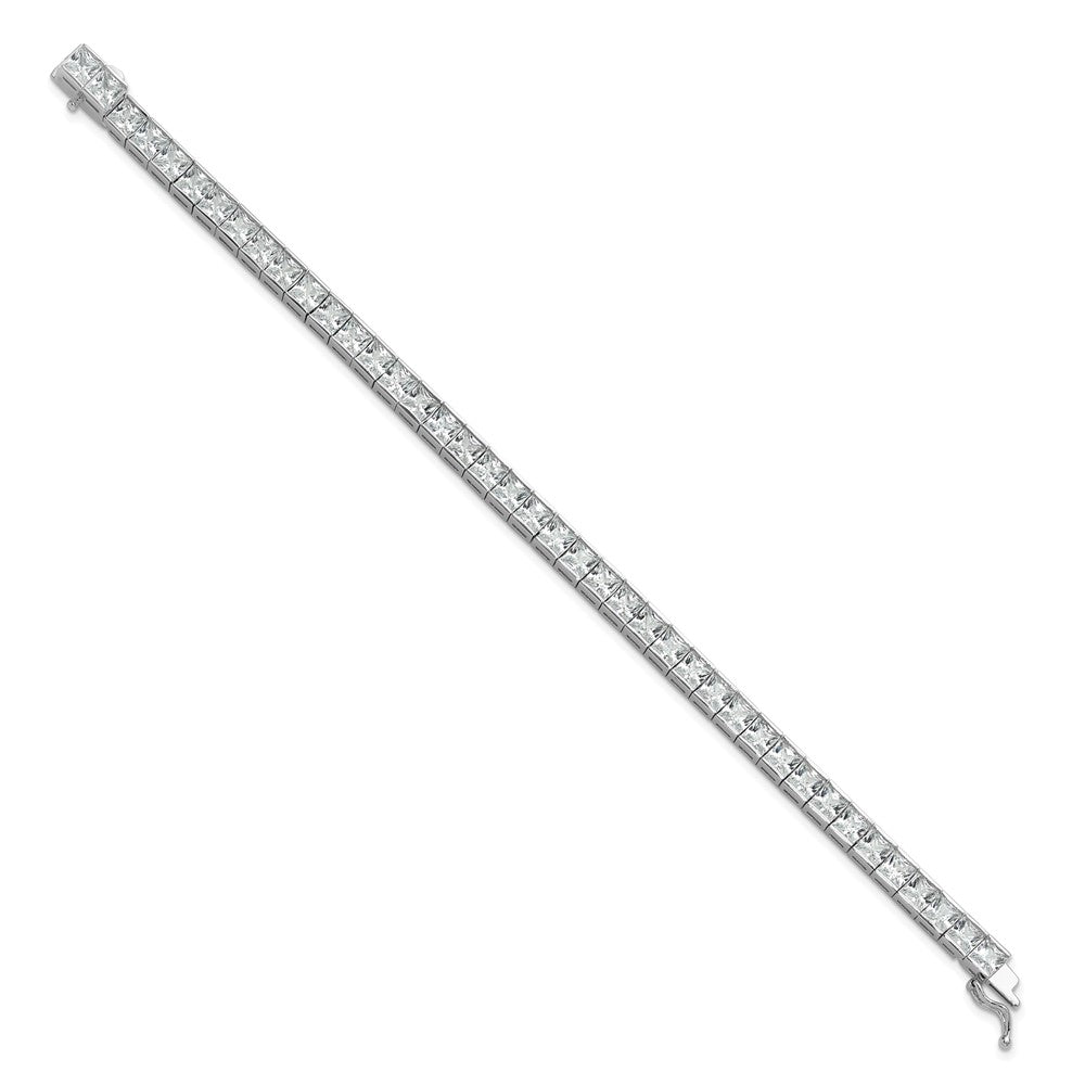 Sterling Silver Rhodium Plated CZ 47 Stone 8in Bracelet 8 inches