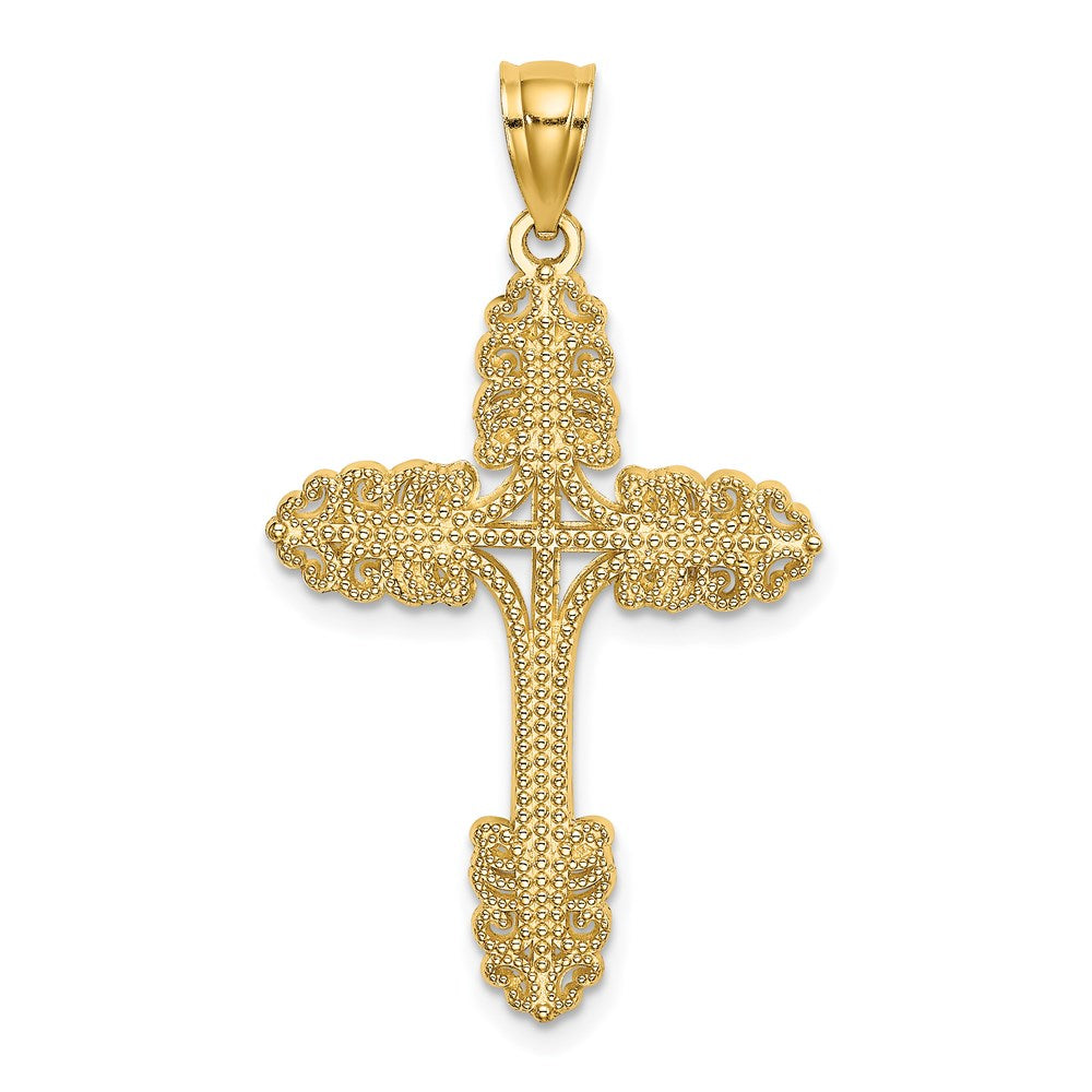14K Beaded Cross Charm