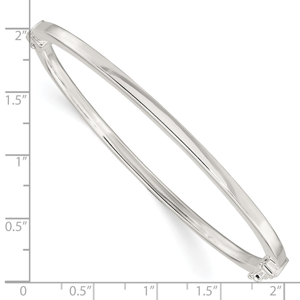 Sterling Silver Polished Flat Hinged Bangle 7 inches