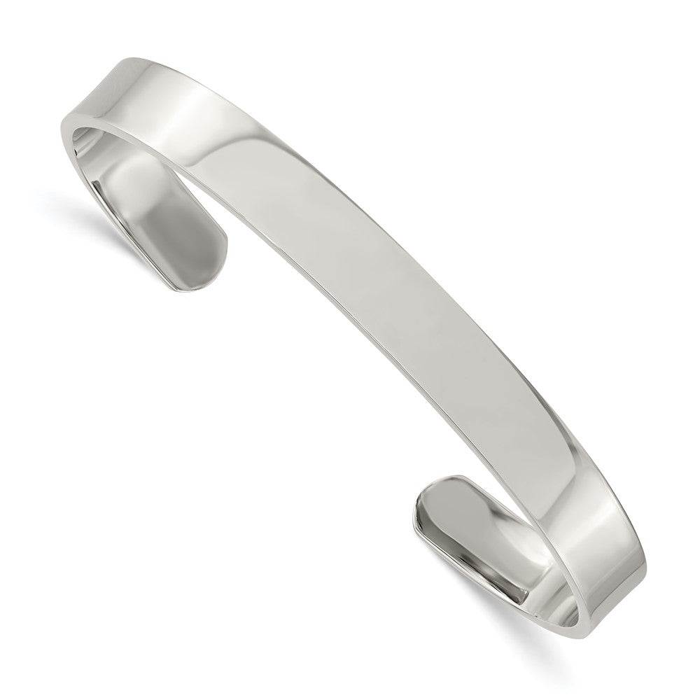 Stainless Steel Polished 9mm Cuff Bangle 8 inches
