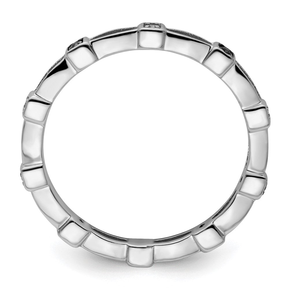 Sterling Silver Stackable Expressions Black & White Diamond Ring Size -7