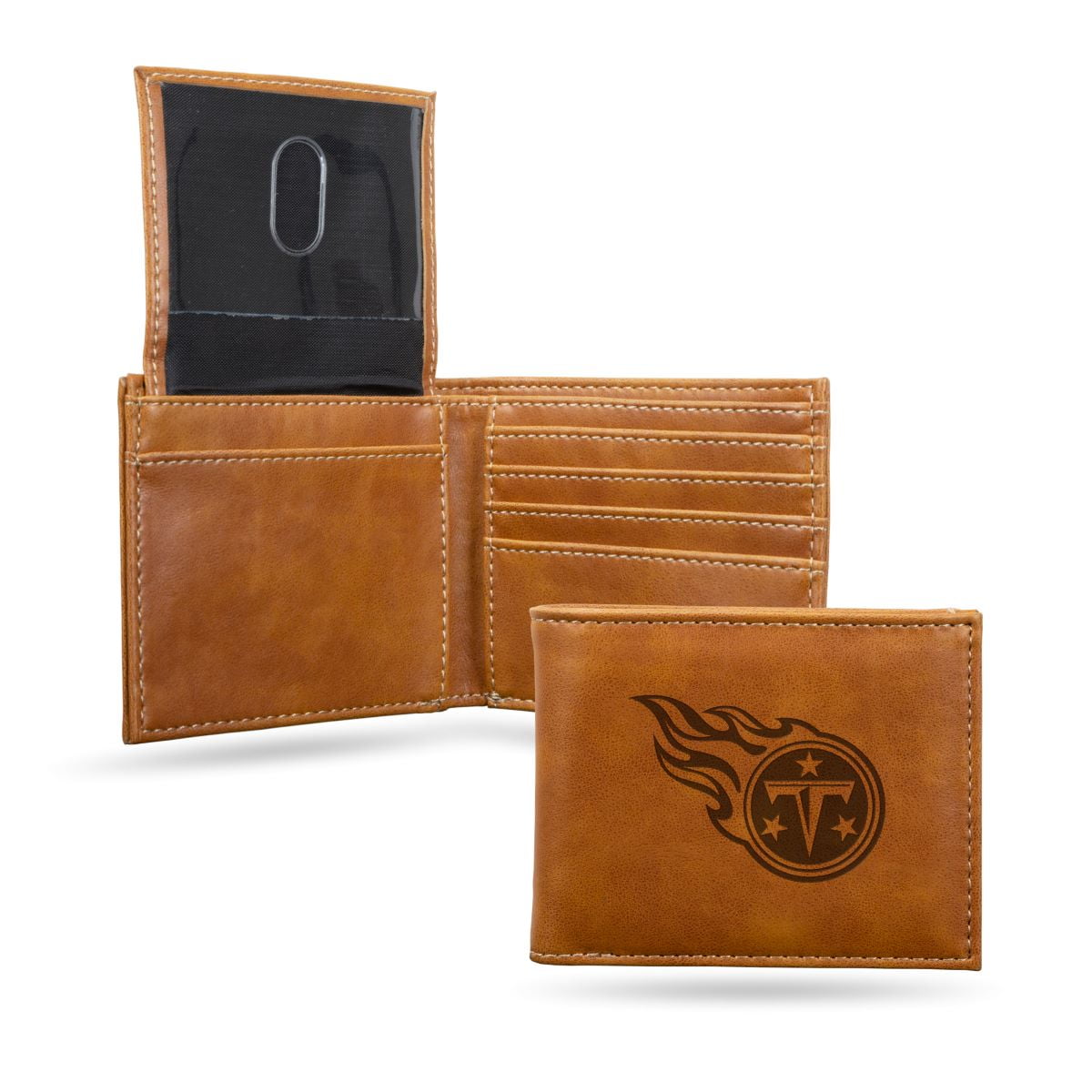 Rico Industries Football Tennessee  Brown Laser Engraved Bill-fold Wallet - Slim Design - Great Gift