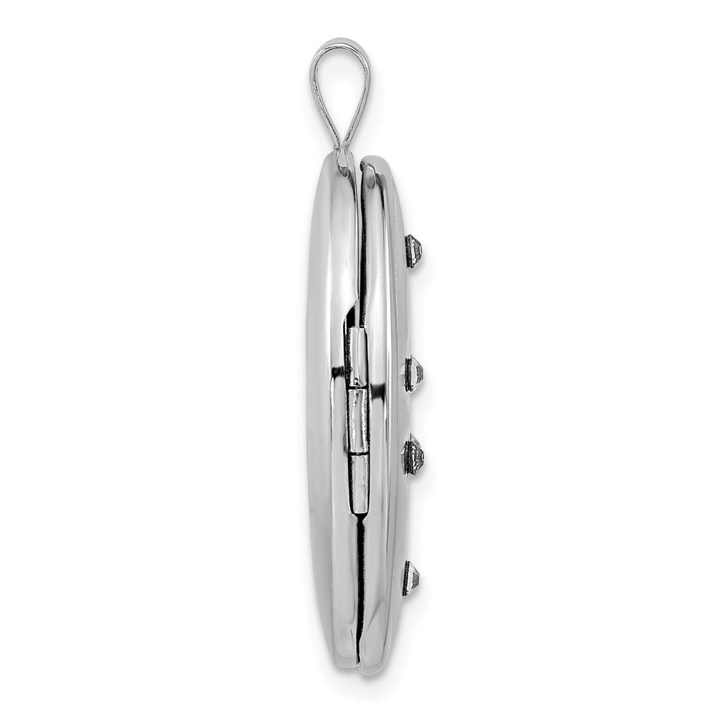 Sterling Silver Polished Crystal Trinity Oval Locket