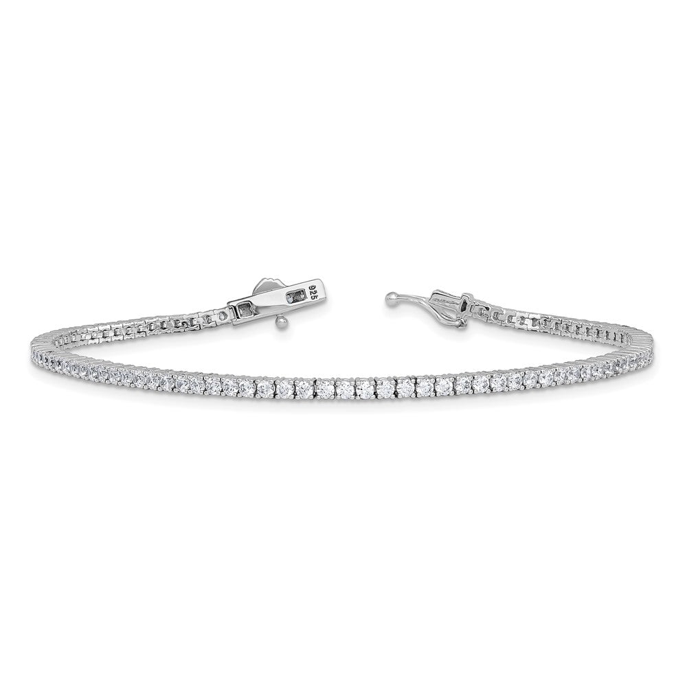 Sterling Shimmer Sterling Silver Rhodium-plated 2mm CZ 93 Stone 8 inch Bracelet 8 inches