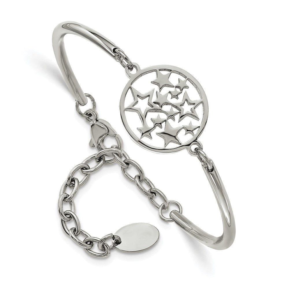 Stainless Steel Polished Stars 5.5in w/2in ext Bracelet 5.5 inches