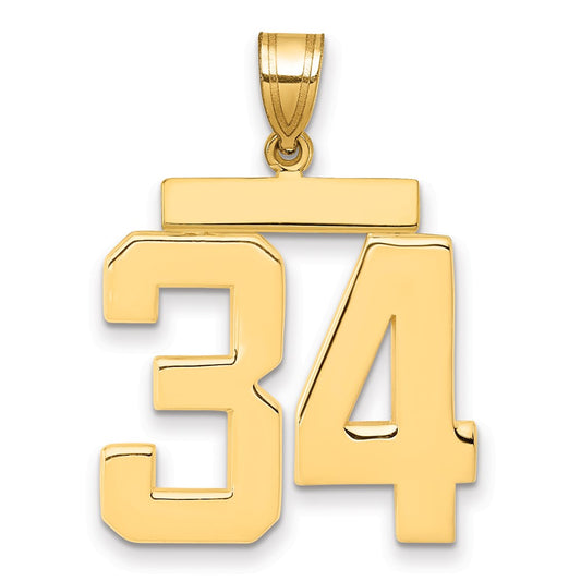 14k Large Polished Number 34 Charm