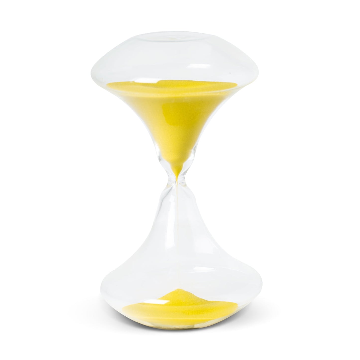 Hand Blown 45 Minute Sand Timer, Art Deco Design, Neon Yellow Sand