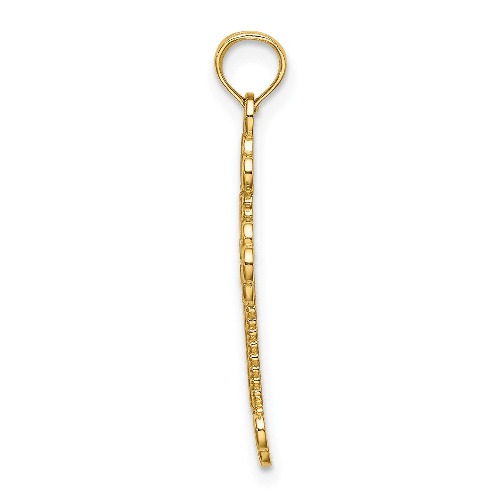 14K Textured and Cut-Out W/ Rope Frame Block Cross Charm