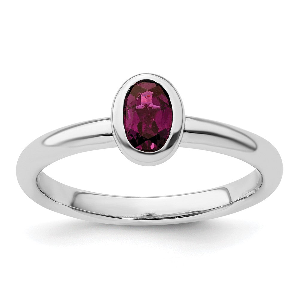 Sterling Silver Stackable Expressions Oval Rhodolite Garnet Ring Size -9