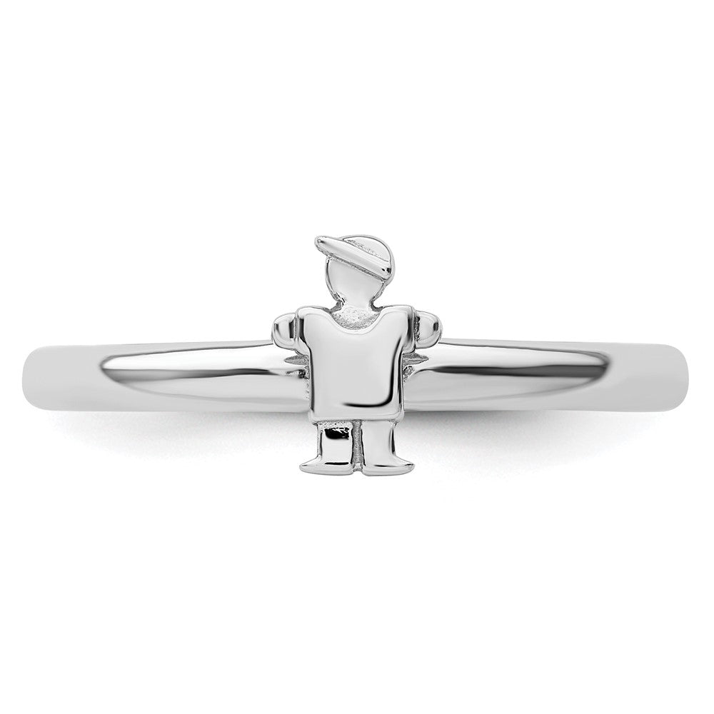 Sterling Silver Stackable Expressions Rhodium Boy Ring