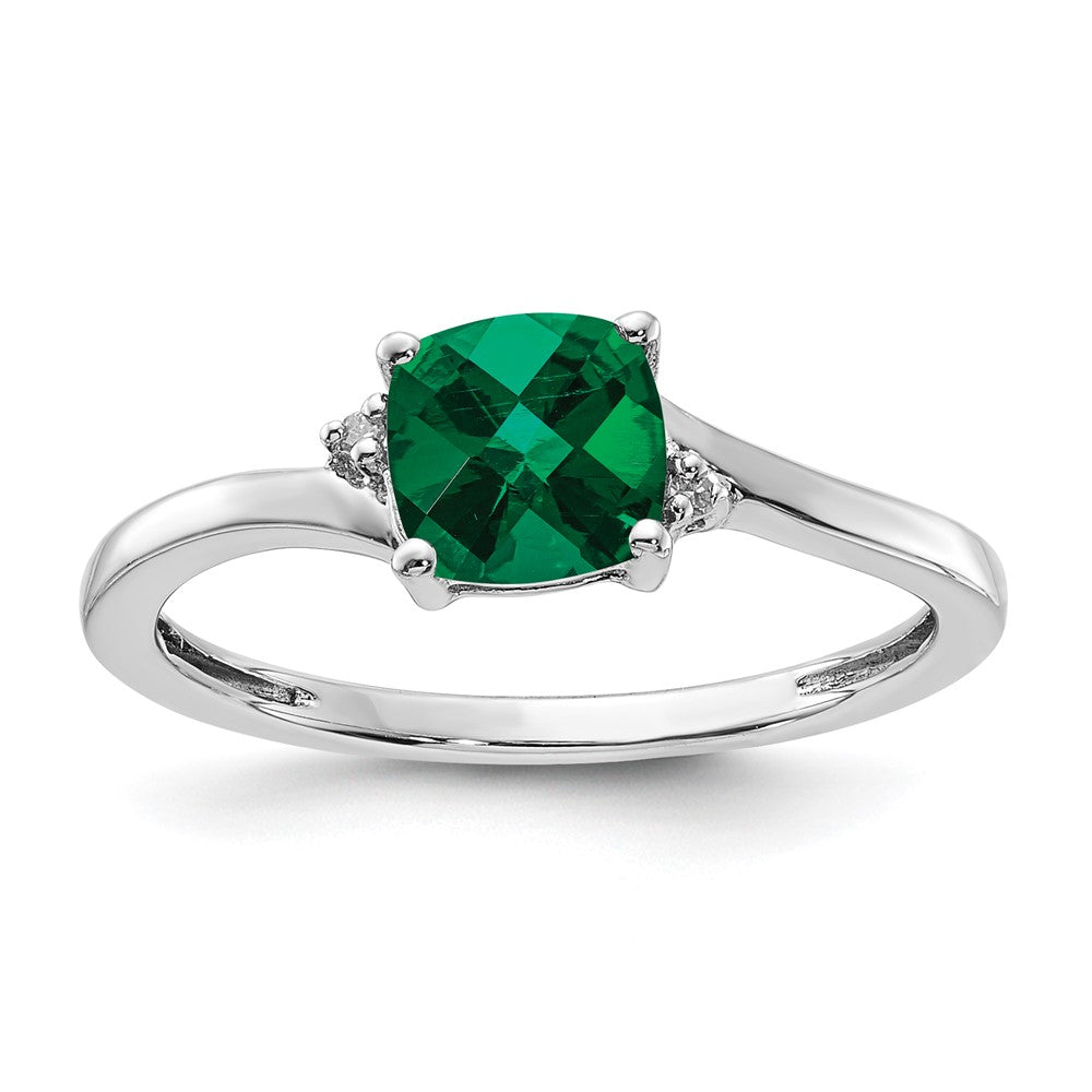 Sterling Silver ANC CR Emerald & Diamond Ring