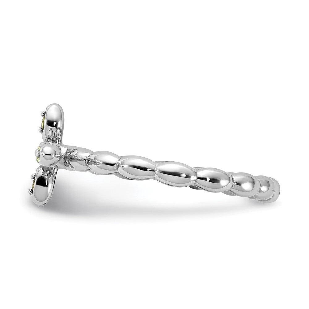 Sterling Silver Stackable Expressions Rhodium-plated Peridot Cross Ring Size -5