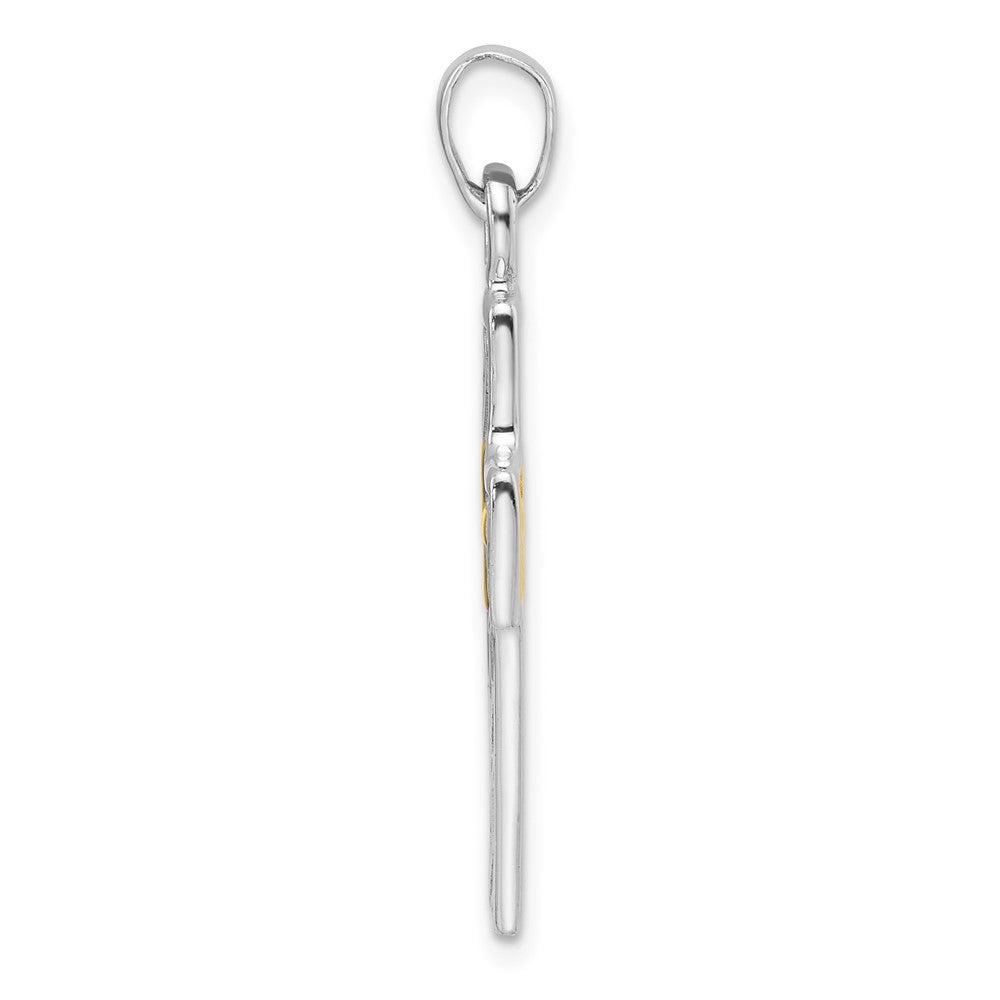 Sterling Silver Rhodium-plated and Gold-tone Reversible Cross Pendant