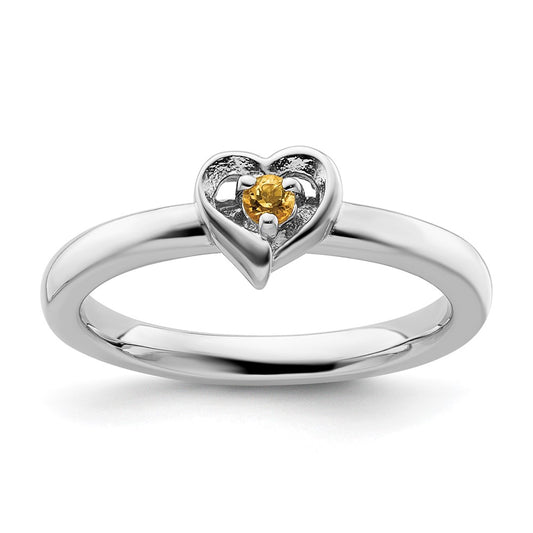 Sterling Silver Stackable Expressions Citrine Heart Ring Size -9