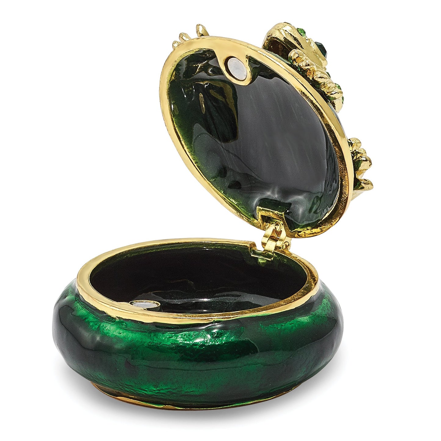 Pewter Enamel Frog on Trinket Box