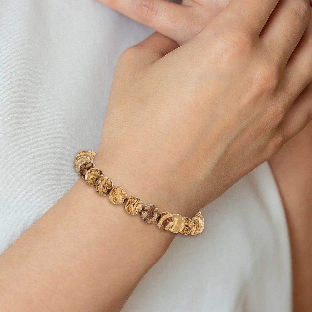 Beaded Stretch Celestial Pillar Agate Bracelet